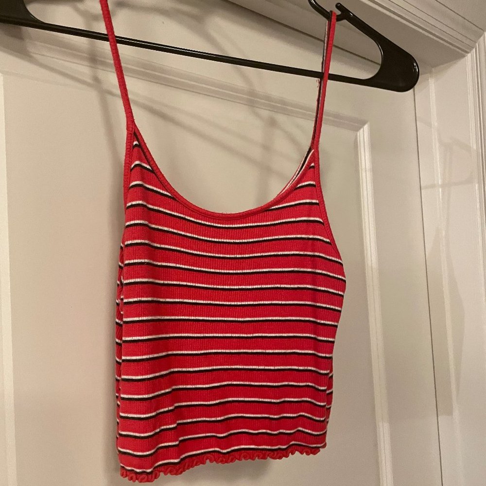 Arizona Red, Black and White Striped Tank Top